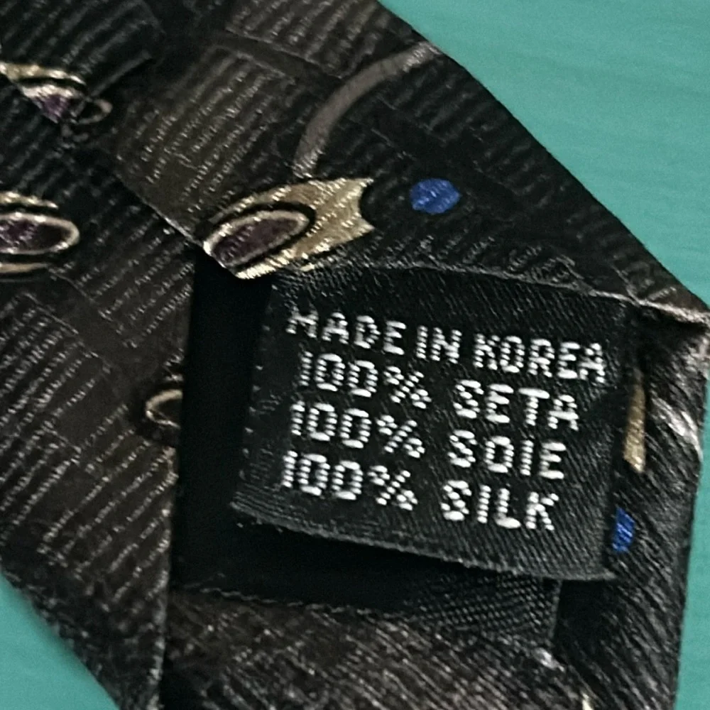 Matrix by Format Men’s Vintage Silk Necktie Black Gray Abstract Print - Picture 4 of 5